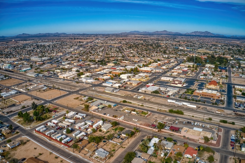 Aerial,View,Of,Downtown,In,The,Phoenix,Suburb,Of,Casa Grande