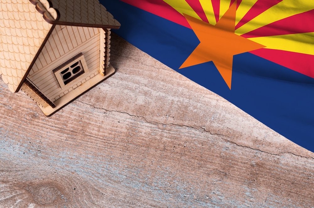 House,Model,Near,Arizona,Flag.,Real,Estate,Sale,And,Purchase