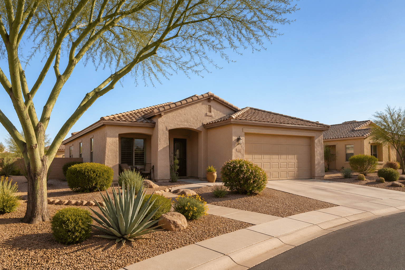 Desert suburban home with southwestern charm