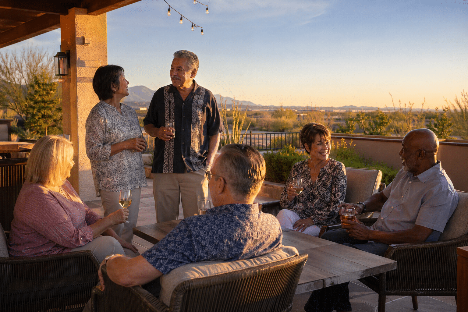 Golden hour gathering on the patio