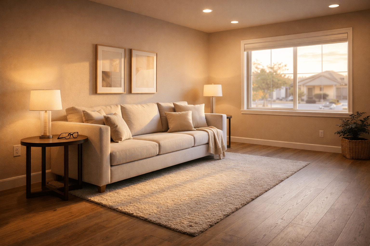 Eloy real estate Arizona move-in-ready living room interior warm lighting