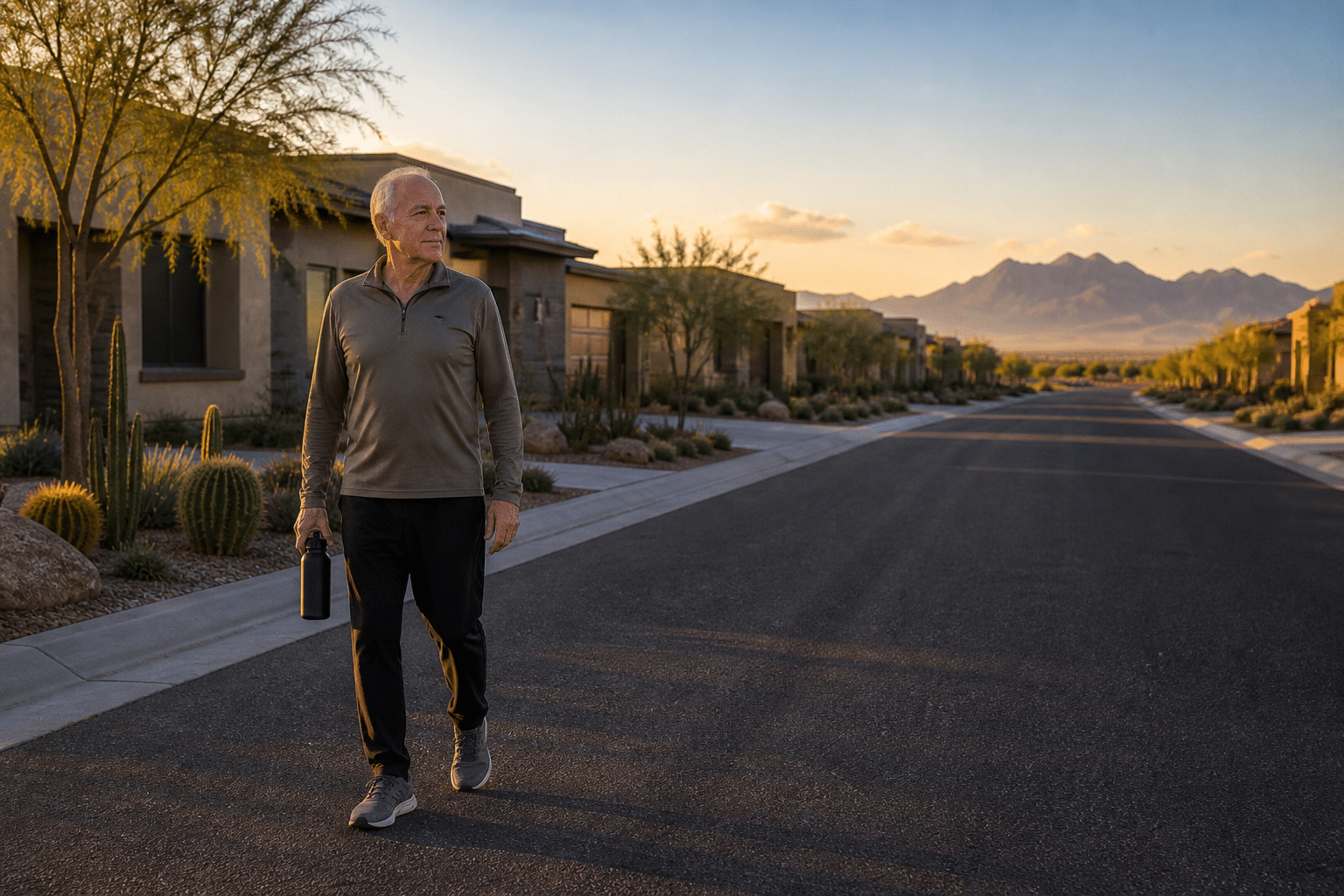 quiet Asante Heritage residential street in north Surprise, Arizona
