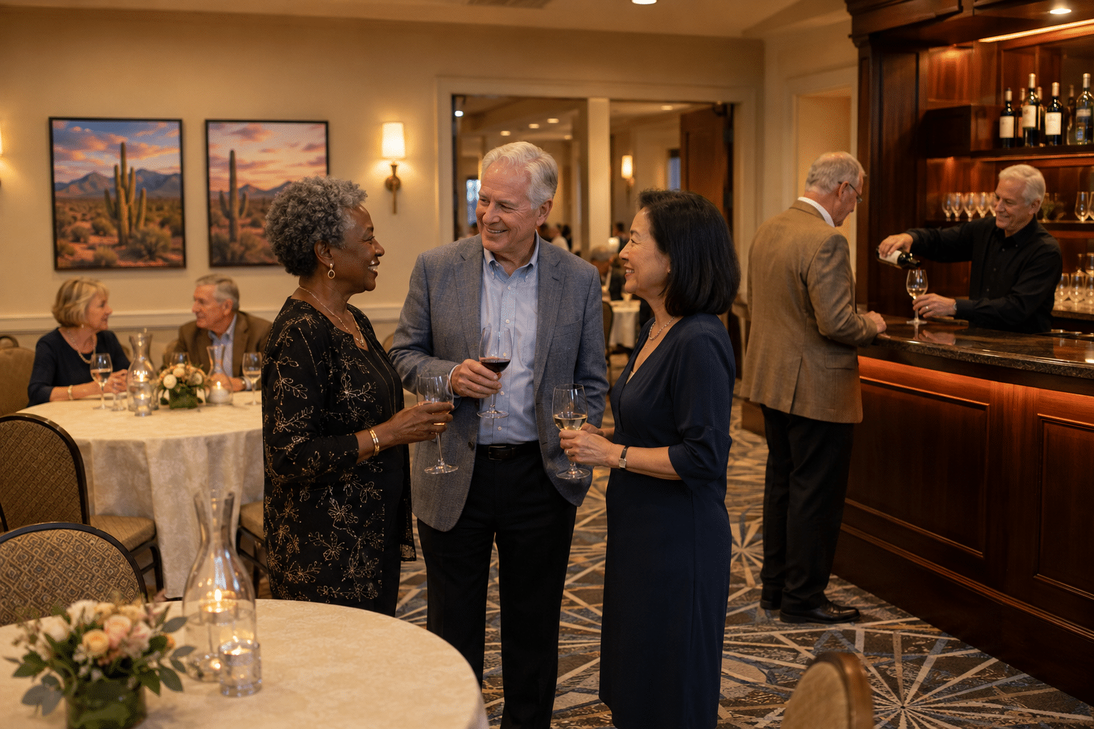 Acacia Ballroom inside the clubhouse during an evening reception