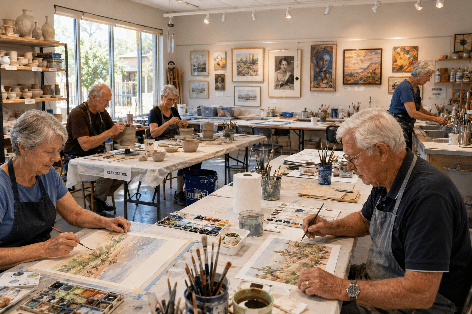 Westbrook Village Fine Arts Association studio during a weekday workshop