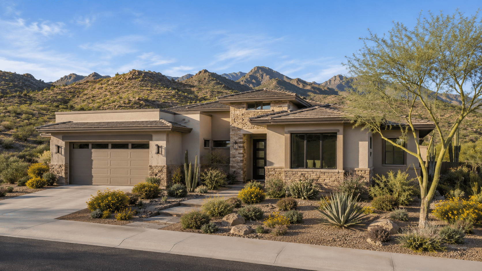 Phoenix Real Estate in North Gateway Village with a semi-custom view-lot home inspired by Stone Canyon - West Usa Realty