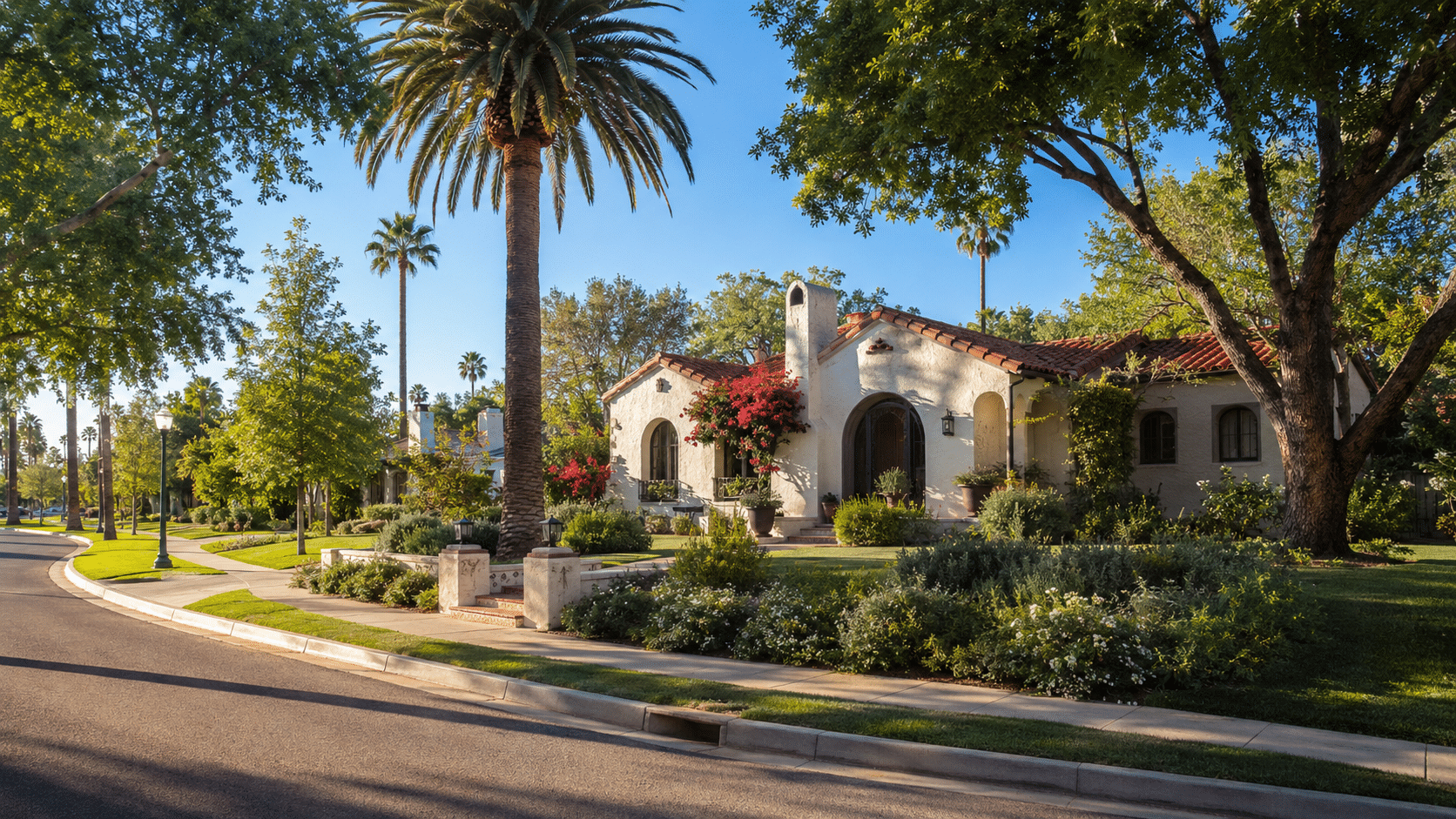 Phoenix Real Estate in Encanto-Palmcroft Historic District with a restored Spanish Colonial Revival home and mature landscaping - West Usa Realty