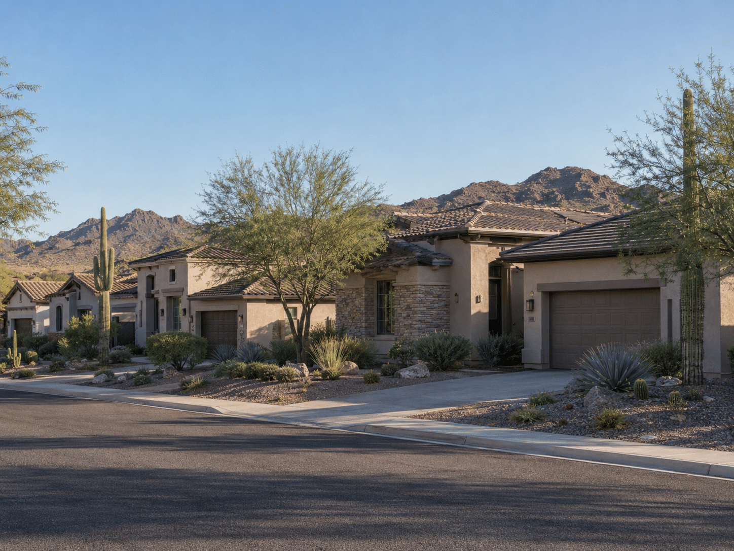 Happy Valley Ranch Scottsdale community park with desert landscaping and walking path