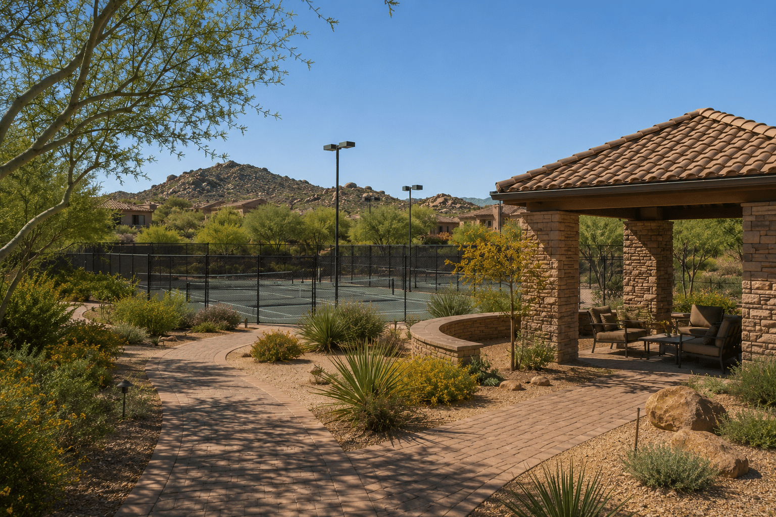 Four Seasons Resort Scottsdale Troon North casita terrace with Sonoran Desert landscape