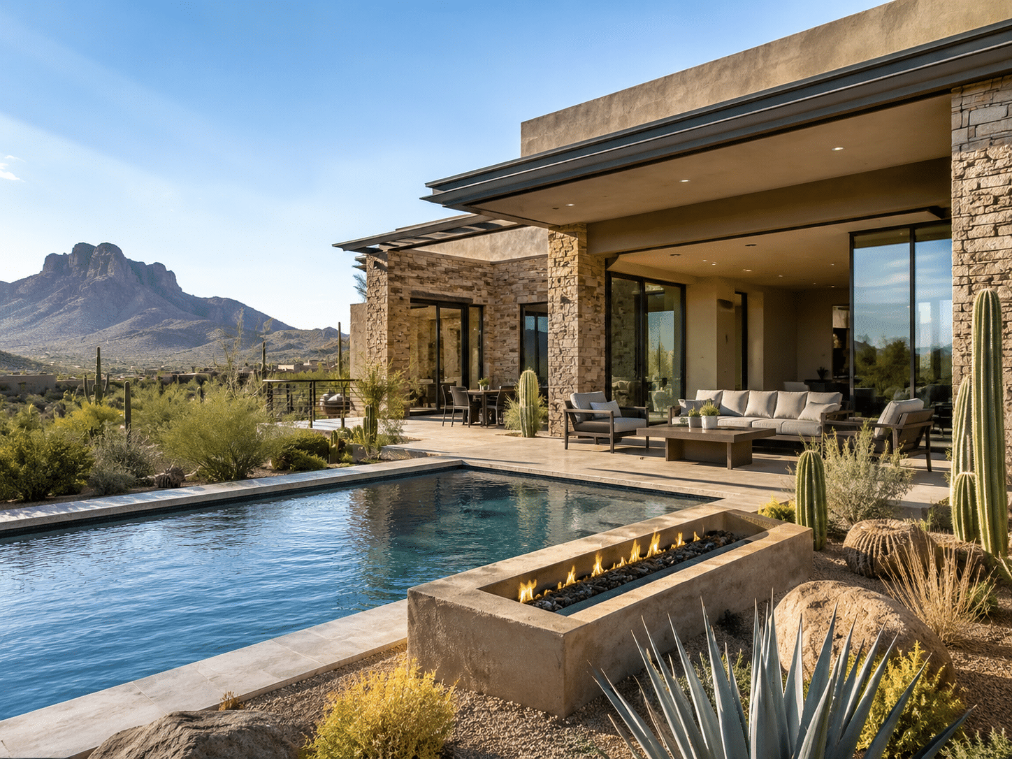 Sereno Canyon resort pools cabanas sunset mountain views