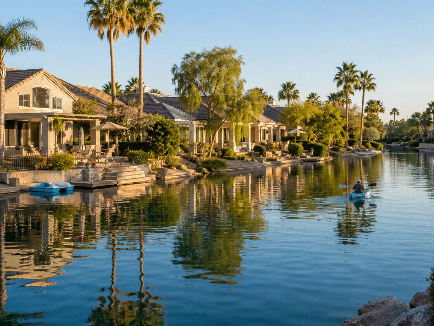 Lake Serena Scottsdale Ranch pontoon boat sunset desert oasis