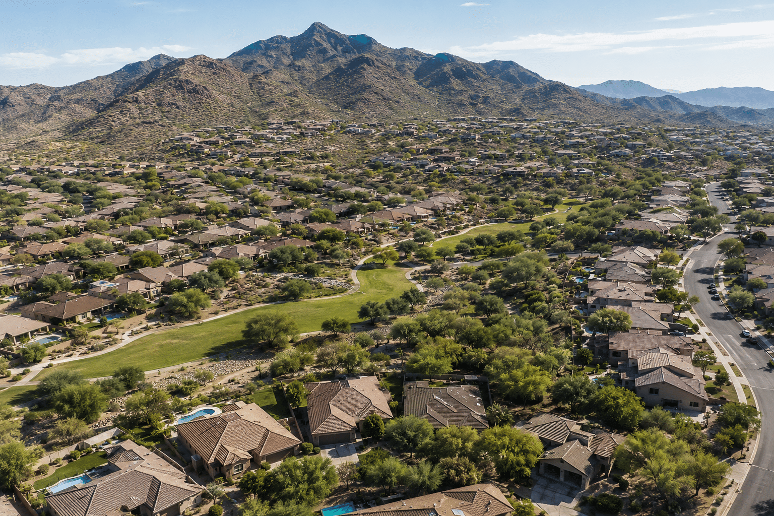 Mountain Park Ranch master-planned community aerial view Ahwatukee Phoenix AZ