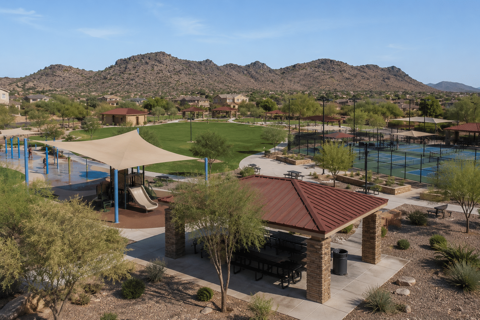 Deem Hills Community Park basketball courts splash pad North Phoenix
