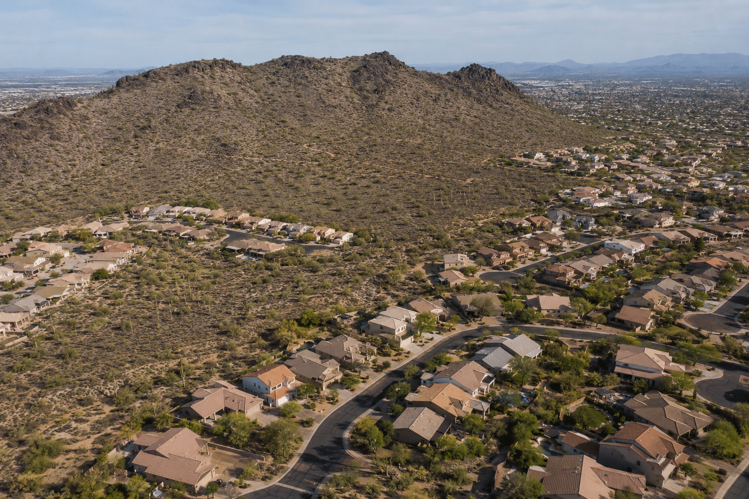 Deem Hills Phoenix homes for sale aerial view basalt rock formations