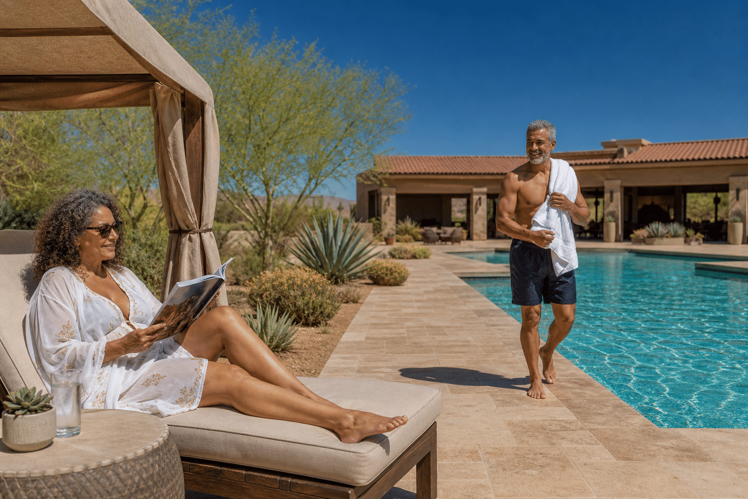 Relaxed poolside retreat at luxury resort