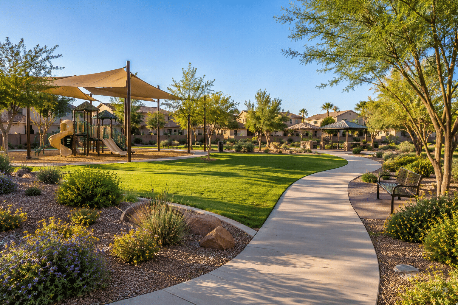 Ashland Ranch neighborhood park playground and walking path