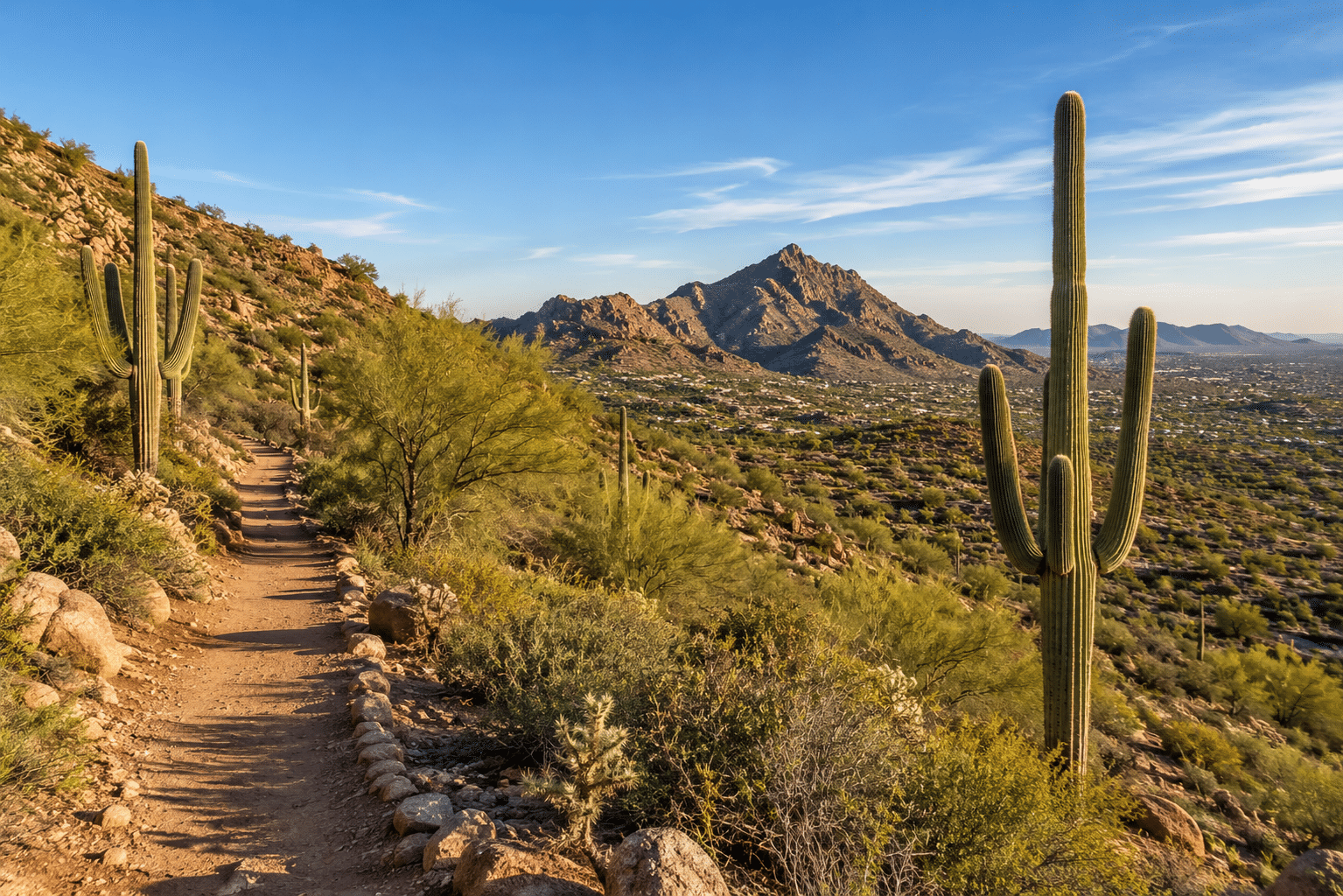 Lone Mountain McDowell Sonoran Preserve hiking trail saguaro