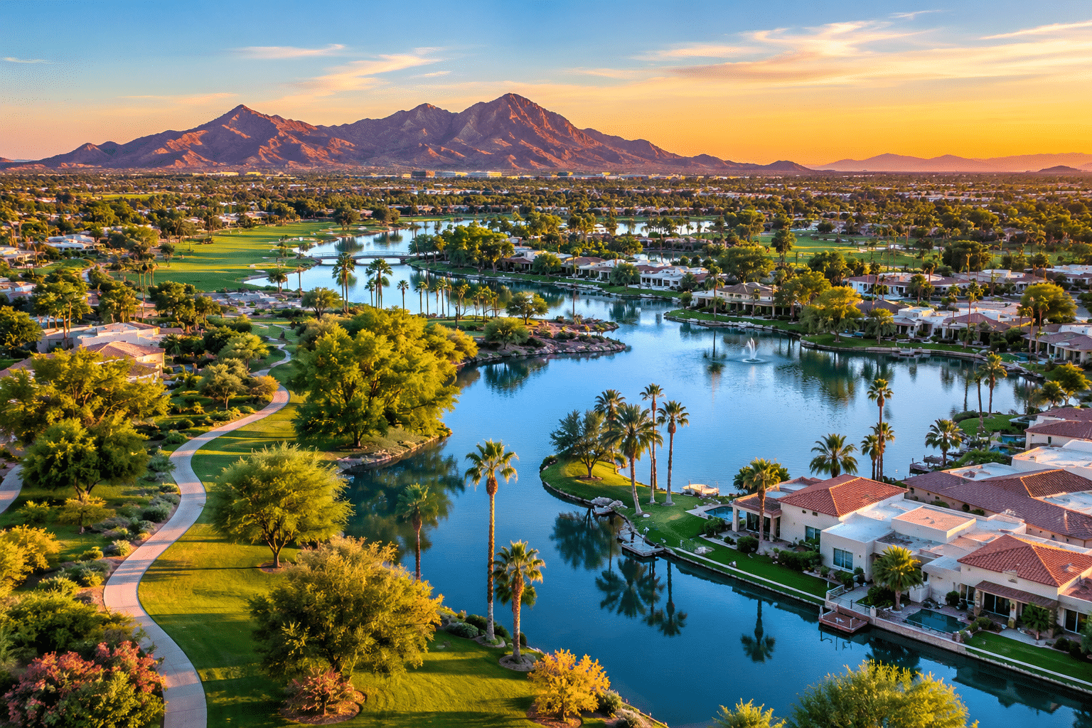 McCormick Ranch Scottsdale aerial view of lakes and greenbelt