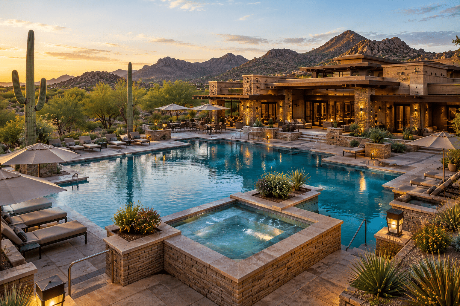 Mirabel Scottsdale resort-style pool and spa clubhouse amenities