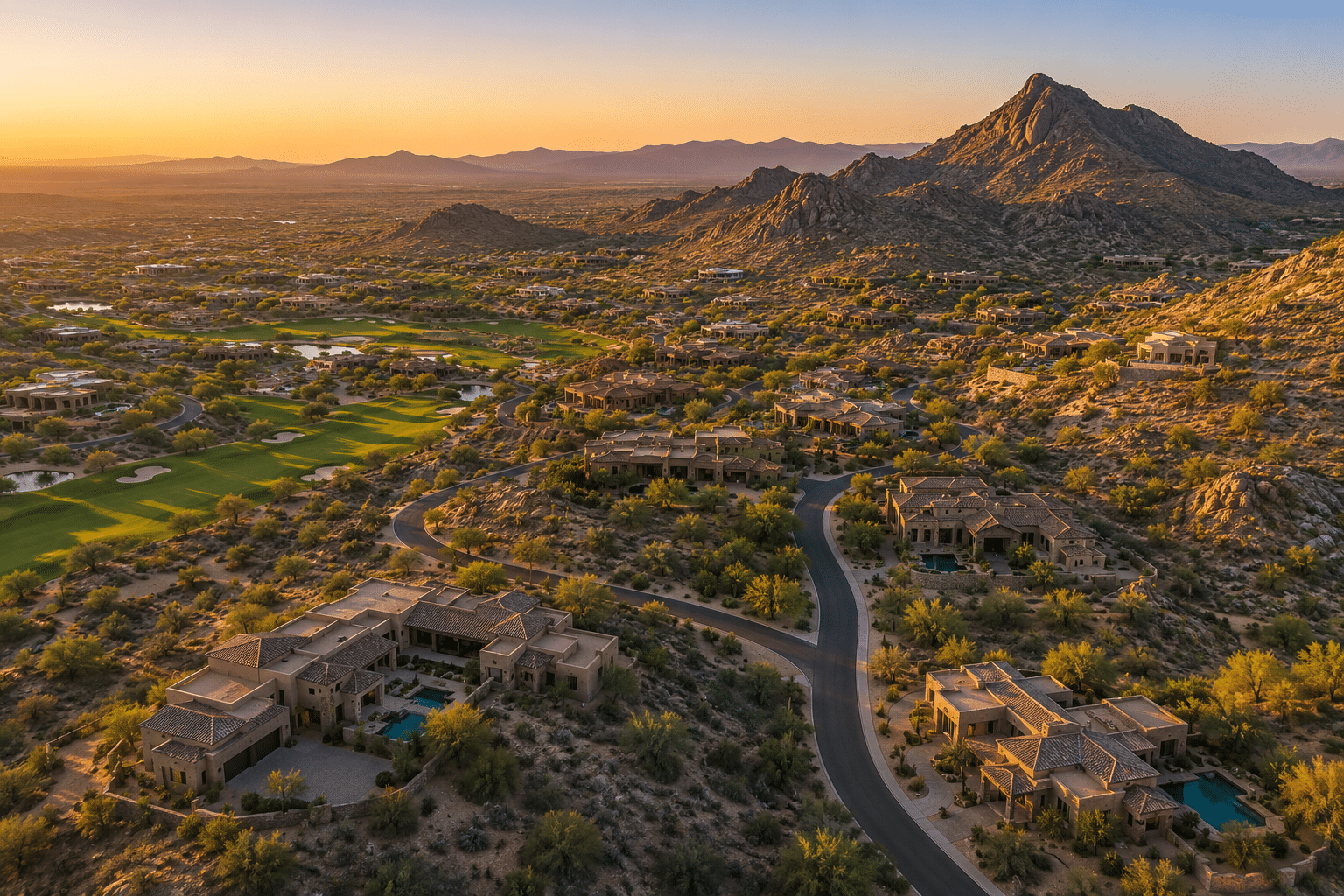 Mirabel Scottsdale homes for sale aerial community view at 3000 feet elevation