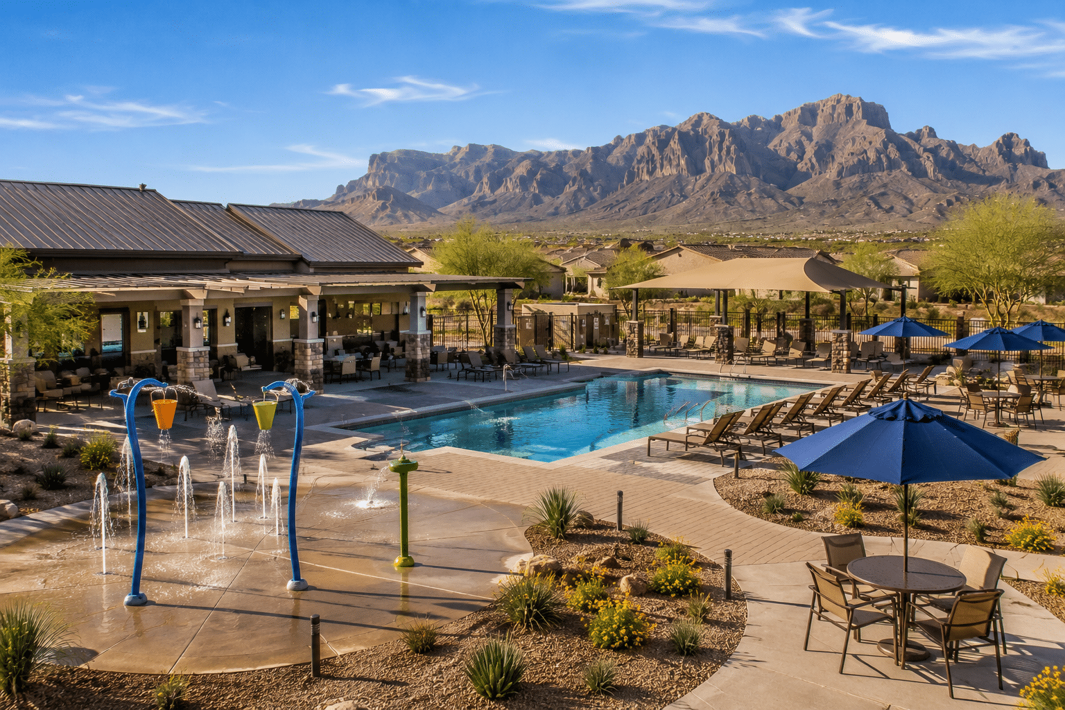 Radiance at Superstition Vistas amenity center pool and splash pad