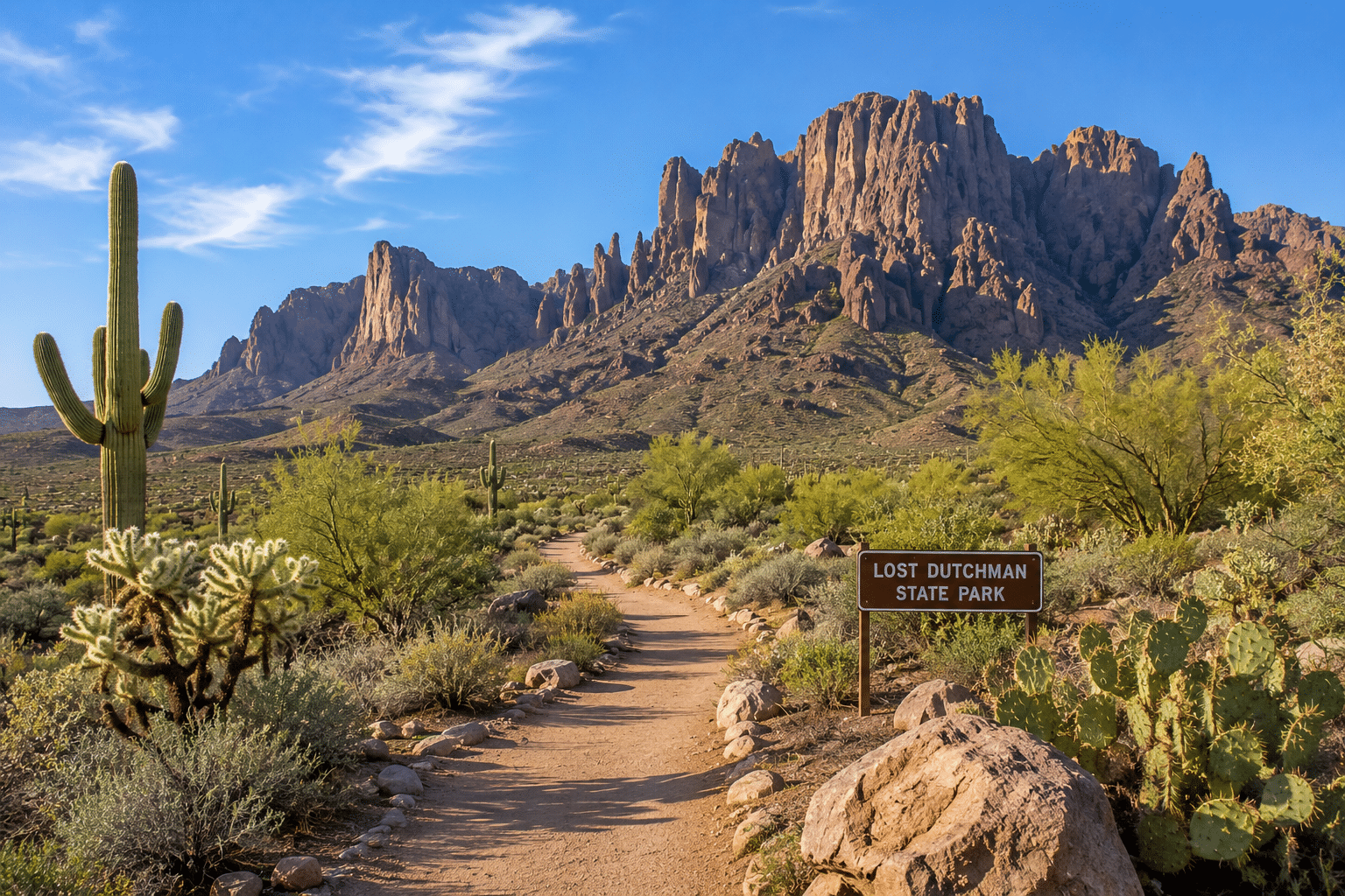 Lost Dutchman State Park hiking trail near Radiance at Superstition Vistas Apache Junction AZ