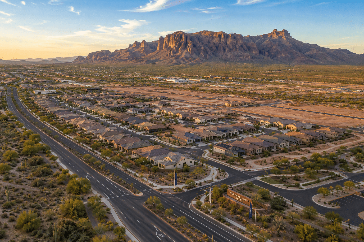 Superstition Vistas master-planned community aerial view Apache Junction AZ