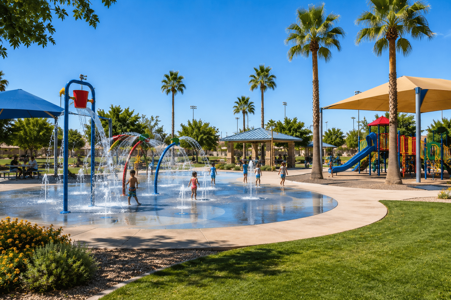 Friendship Park Avondale splash pad playground families summer
