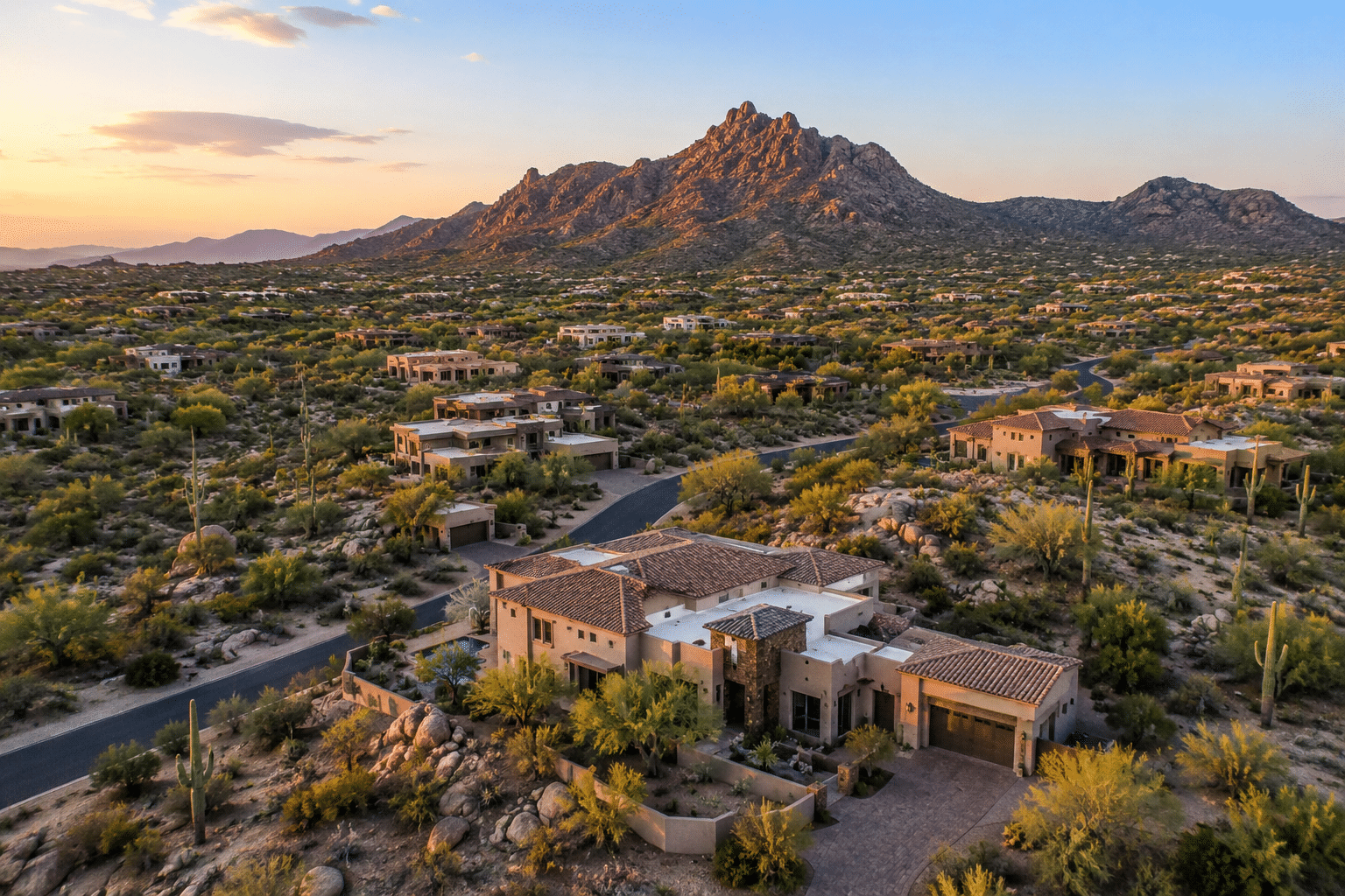 Troon North homes for sale aerial view Pinnacle Peak North Scottsdale
