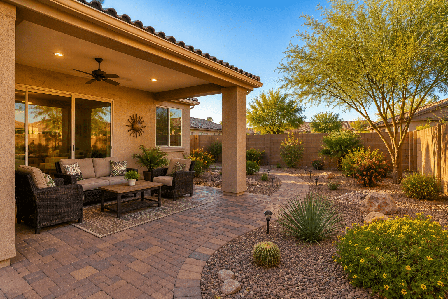 Durango Park Avondale backyard covered patio desert landscaping