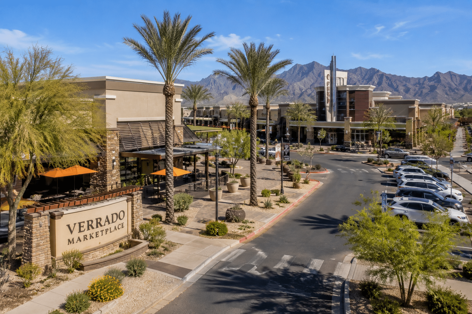 Verrado Marketplace Buckeye AZ shopping dining Target Harkins near Blue Horizons