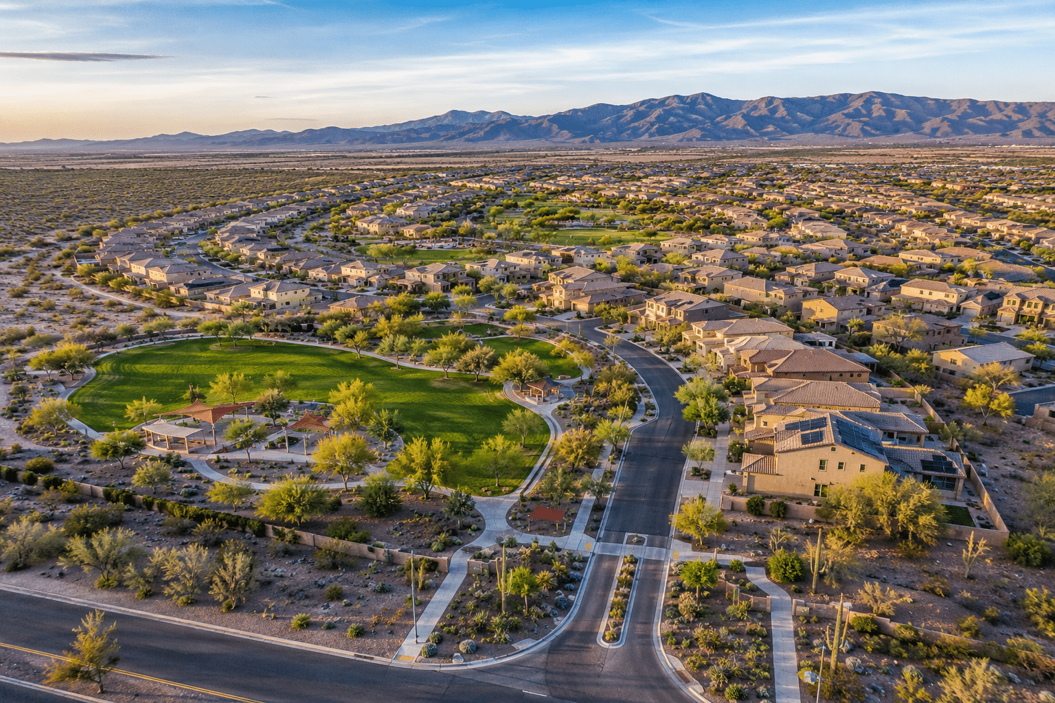 Festival Foothills master-planned community aerial view Buckeye AZ