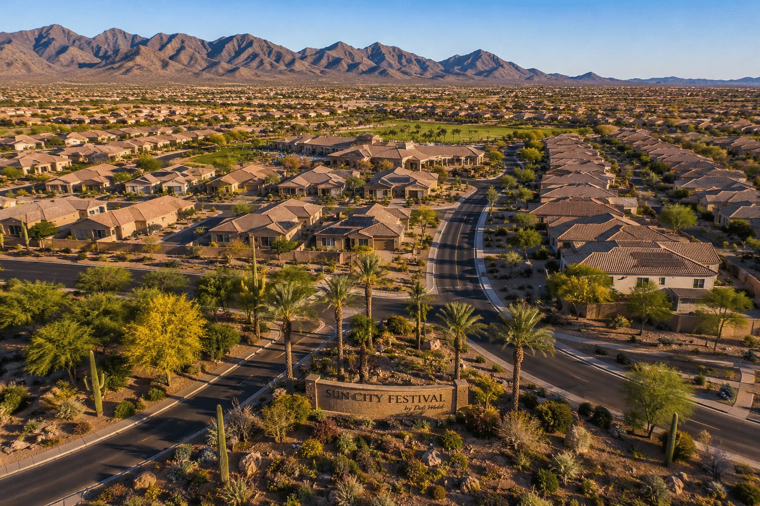 Sun City Festival Del Webb active adult community aerial view Buckeye Arizona