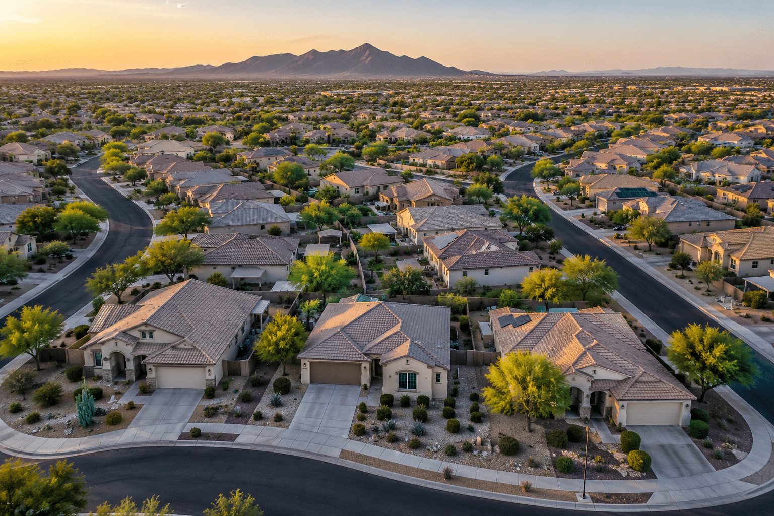Donatela Avondale AZ neighborhood aerial view of single-family homes