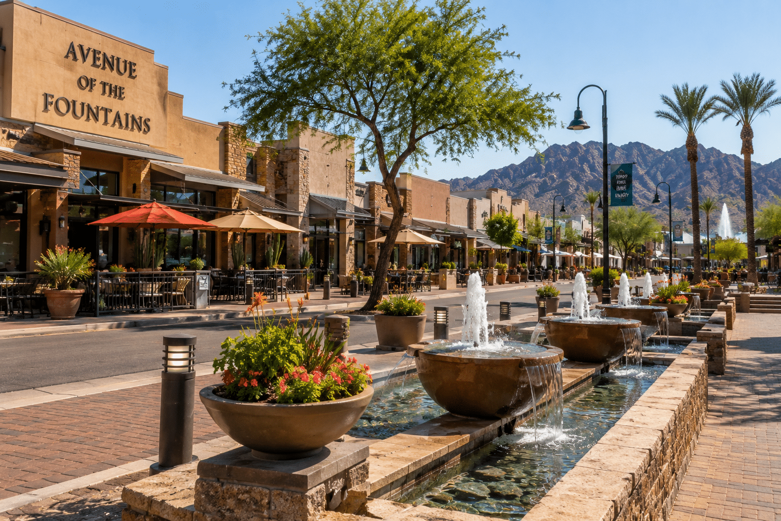 Fountain Hills Avenue of the Fountains downtown shopping dining AZ
