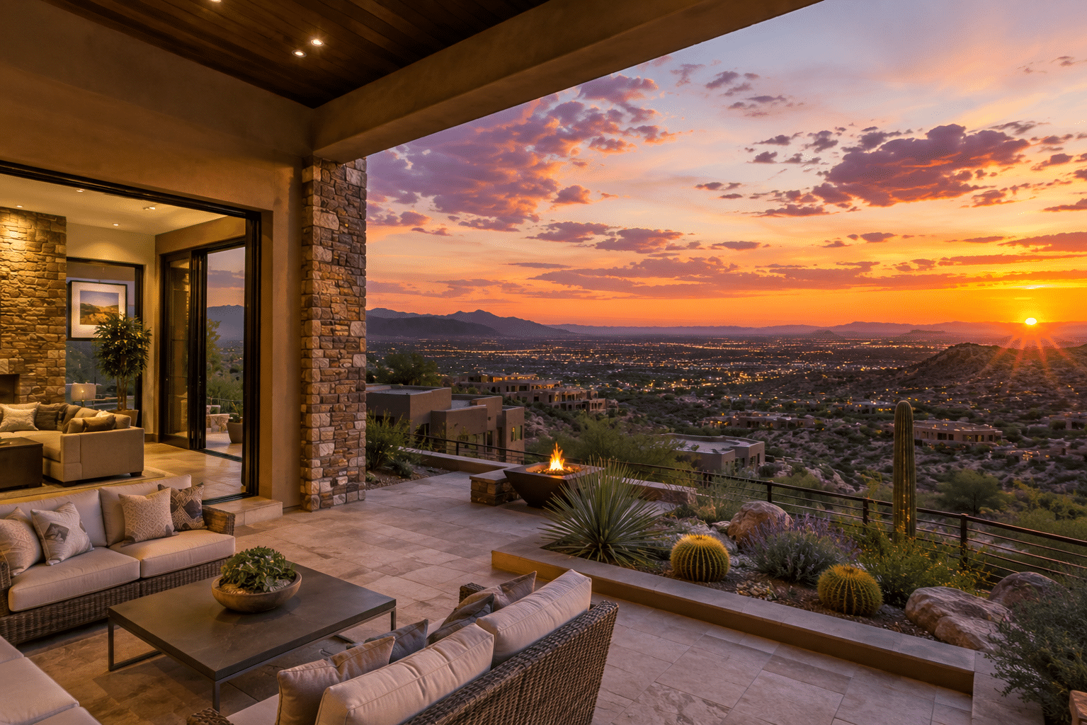 Eagle Mountain Fountain Hills home panoramic Valley of the Sun sunset view