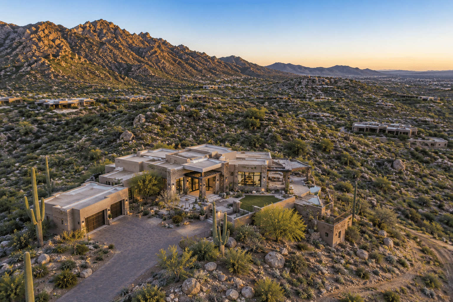 Eagles Nest Fountain Hills custom home aerial view mountain preserve