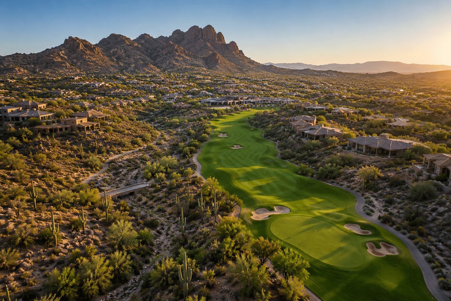 FireRock Country Club Fountain Hills aerial view golf course desert mountains