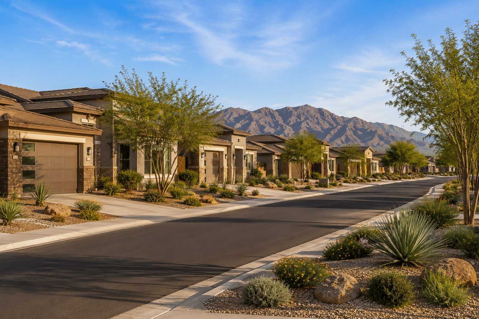 Canyon Views Hacienda Litchfield Park neighborhood street view contemporary desert homes