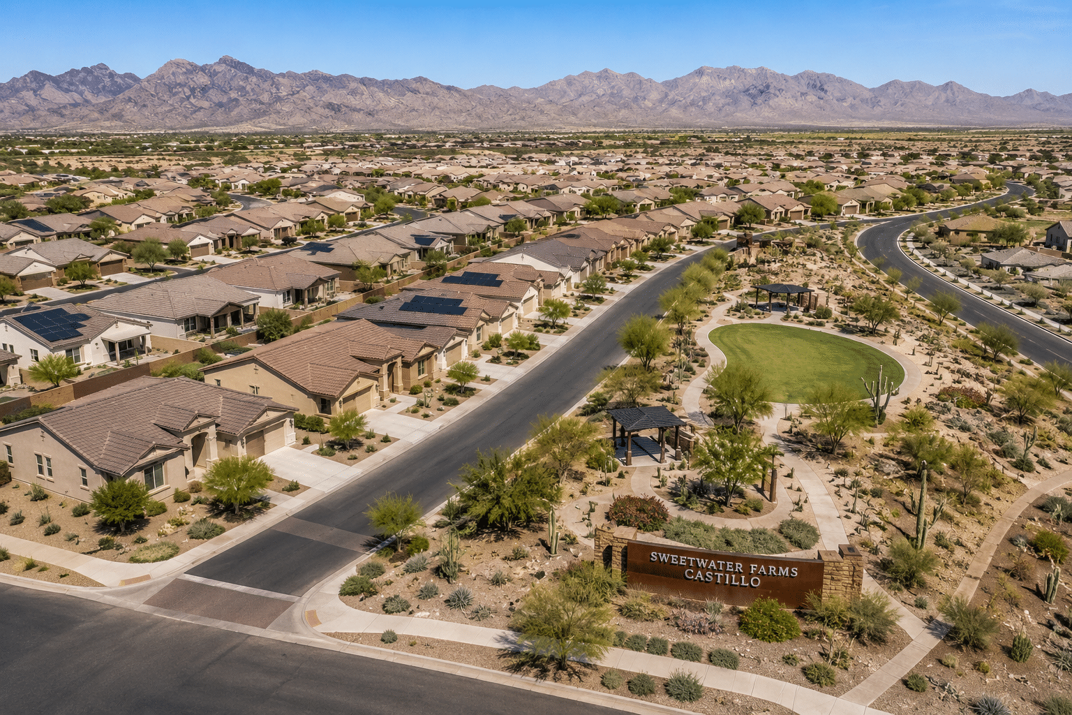 Sweetwater Farms Castillo neighborhood aerial view Surprise Arizona