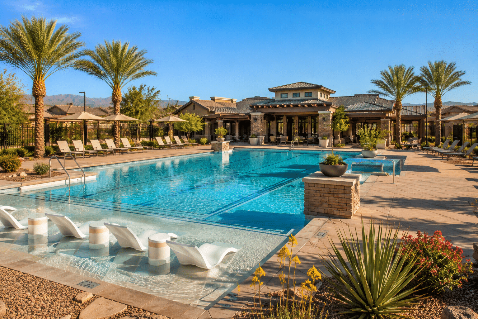 Rancho Mercado community pool and amenity area Surprise Arizona