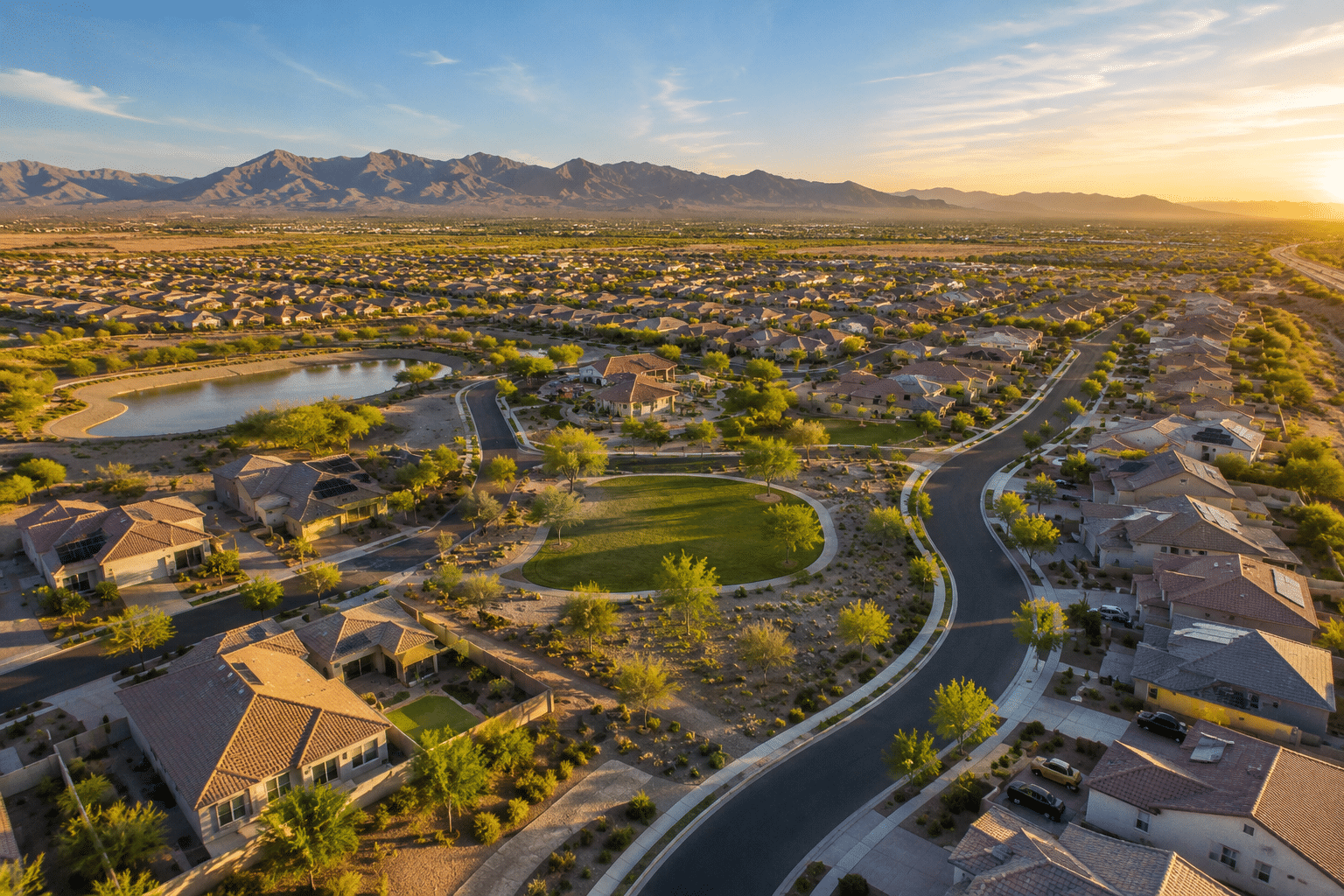 Rancho Mercado master-planned community aerial view Surprise Arizona