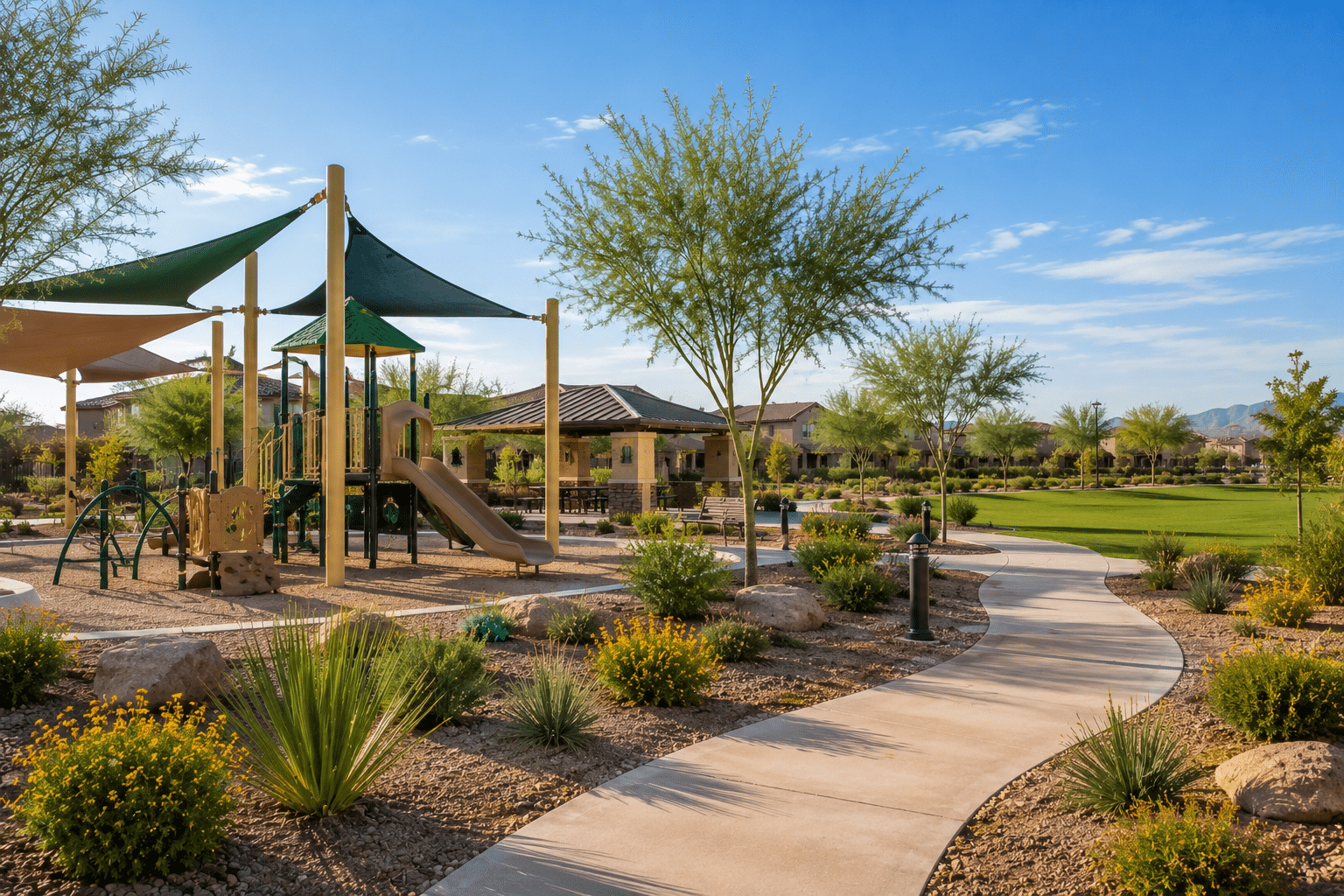 Paloma Creek family park playground and walking paths