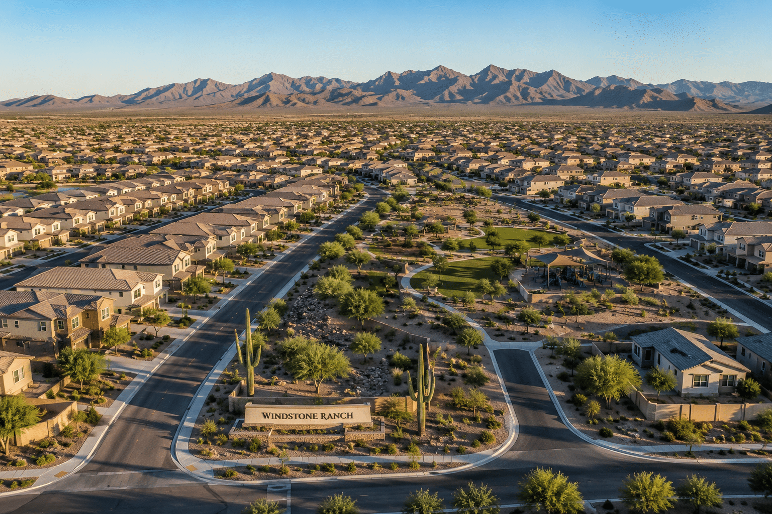 Windstone Ranch master-planned community aerial view Surprise Arizona