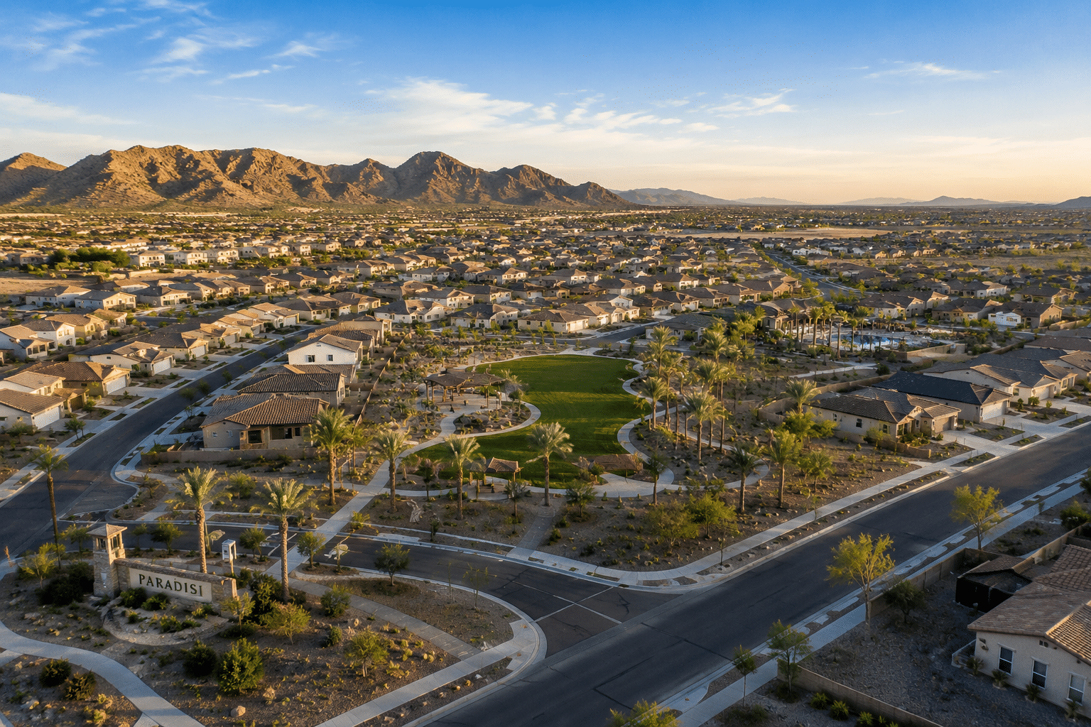 Paradisi master-planned community Taylor Morrison Surprise AZ aerial view