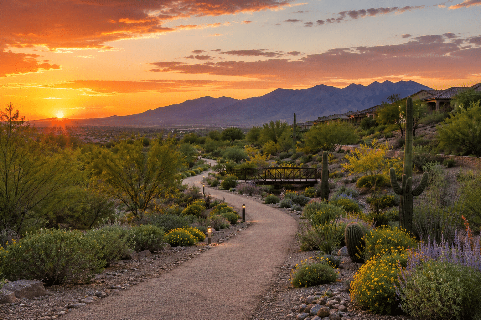 North Copper Canyon community walking trails Sonoran Desert sunset views