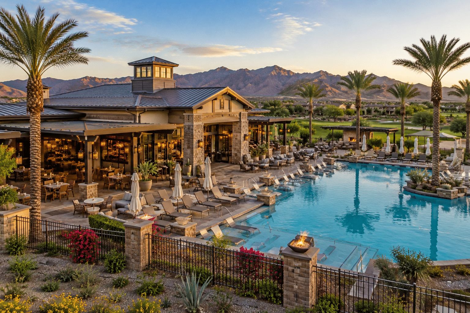 Sterling Grove clubhouse Copper and Rye restaurant resort-style pool Surprise AZ