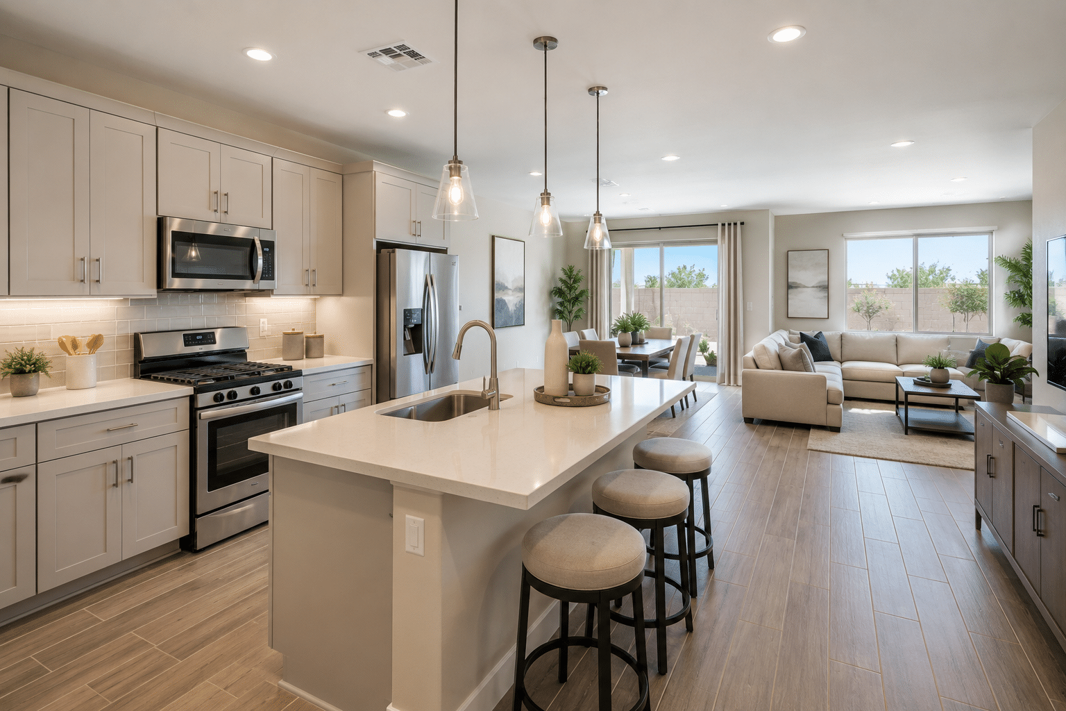 The Enclave on Olive Waddell AZ open-concept kitchen interior Meritage Homes