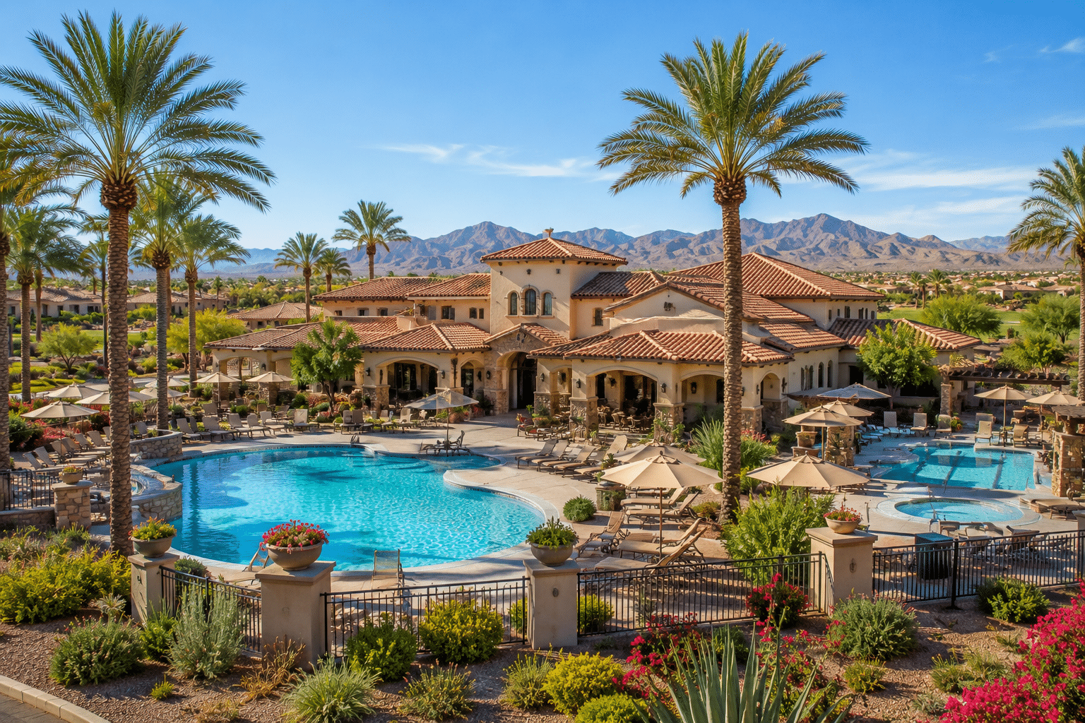 Mission Royale clubhouse and resort pools Casa Grande Arizona