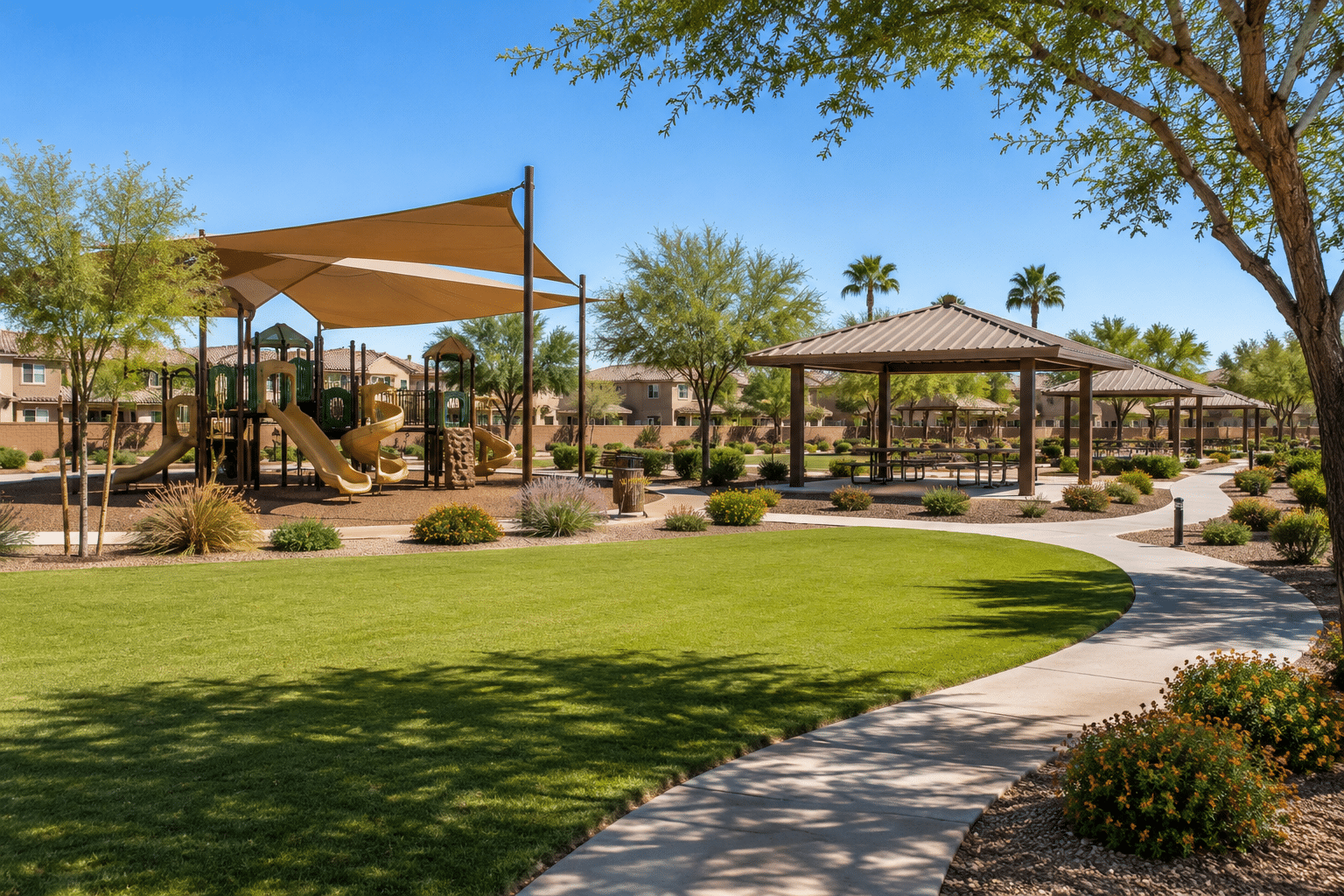 Villago Park Casa Grande community playground and ramadas