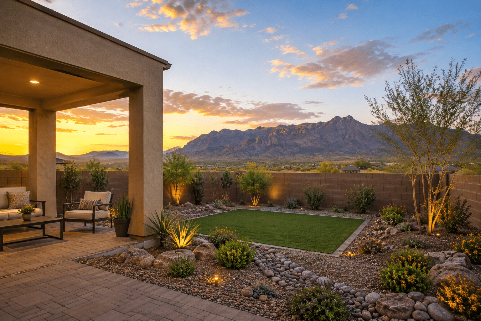 Granite Vista Waddell AZ backyard mountain view Sonoran Desert